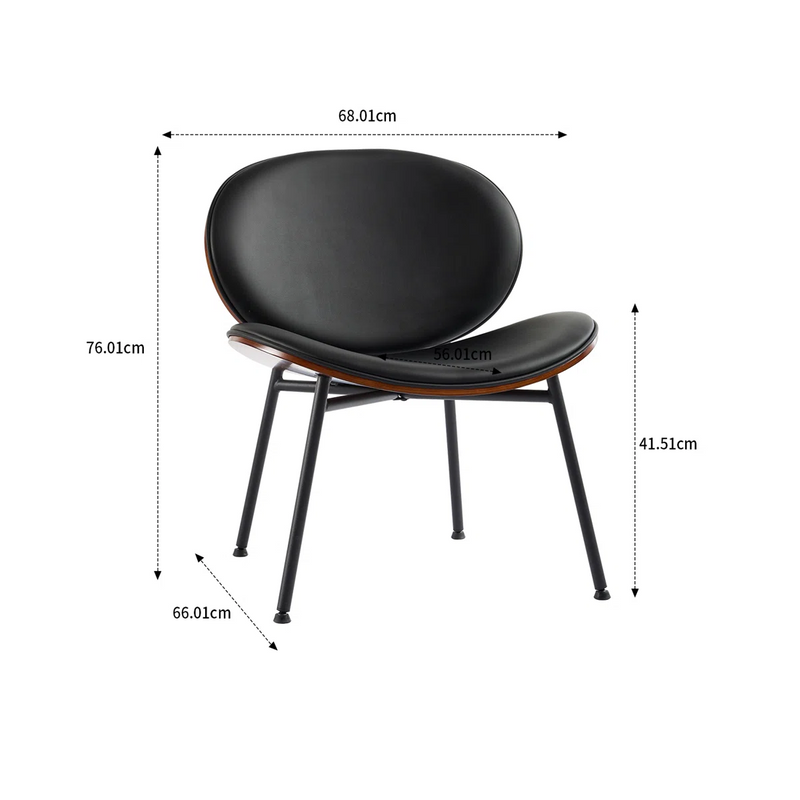 Modern minimalist upholstered reception chair with metal legs and faux leather