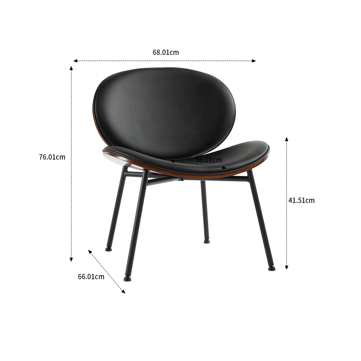 Modern minimalist upholstered reception chair with metal legs and faux leather