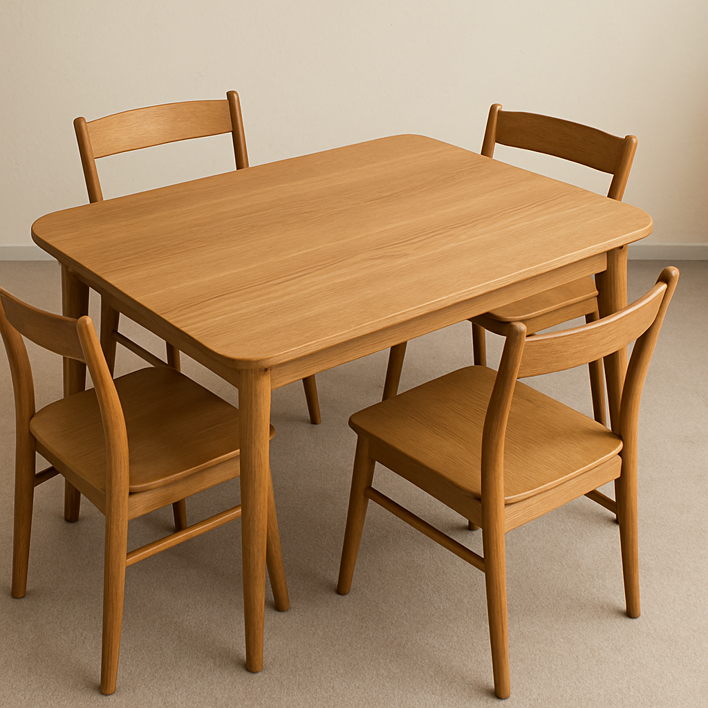 rectangular dining table with rounded corners