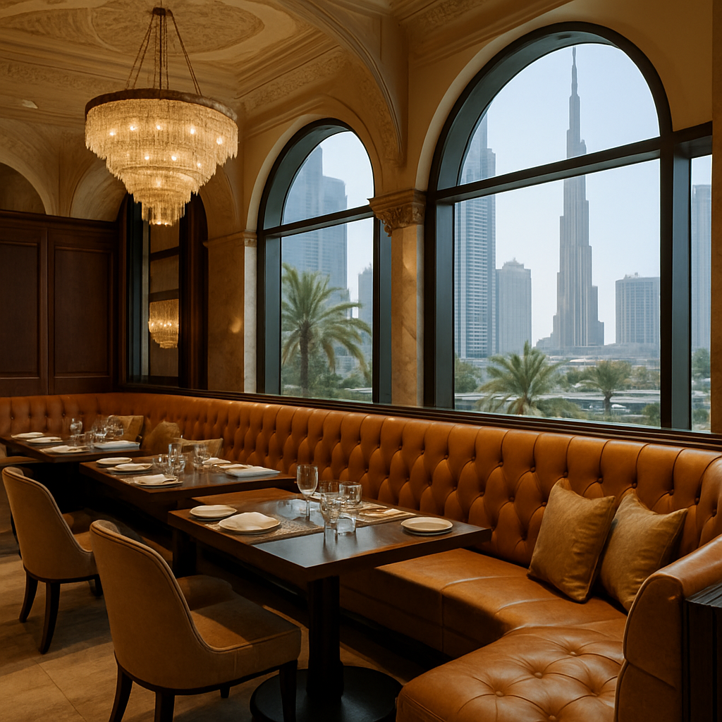 Elegant hotel restaurant interior in Dubai