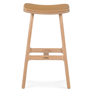 Leather Counter Stool - Light Oak And Roam Tan