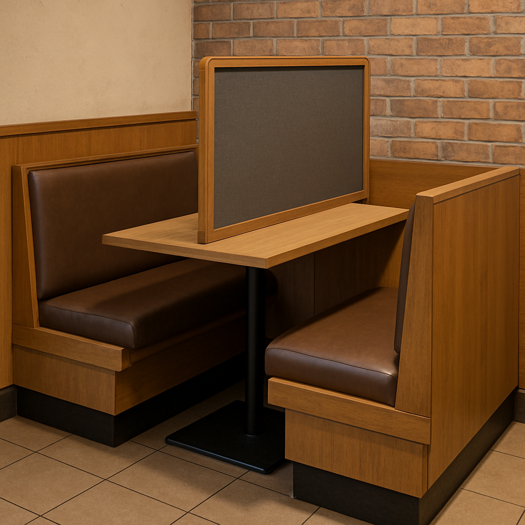 Caf&eacute; booth with privacy panel