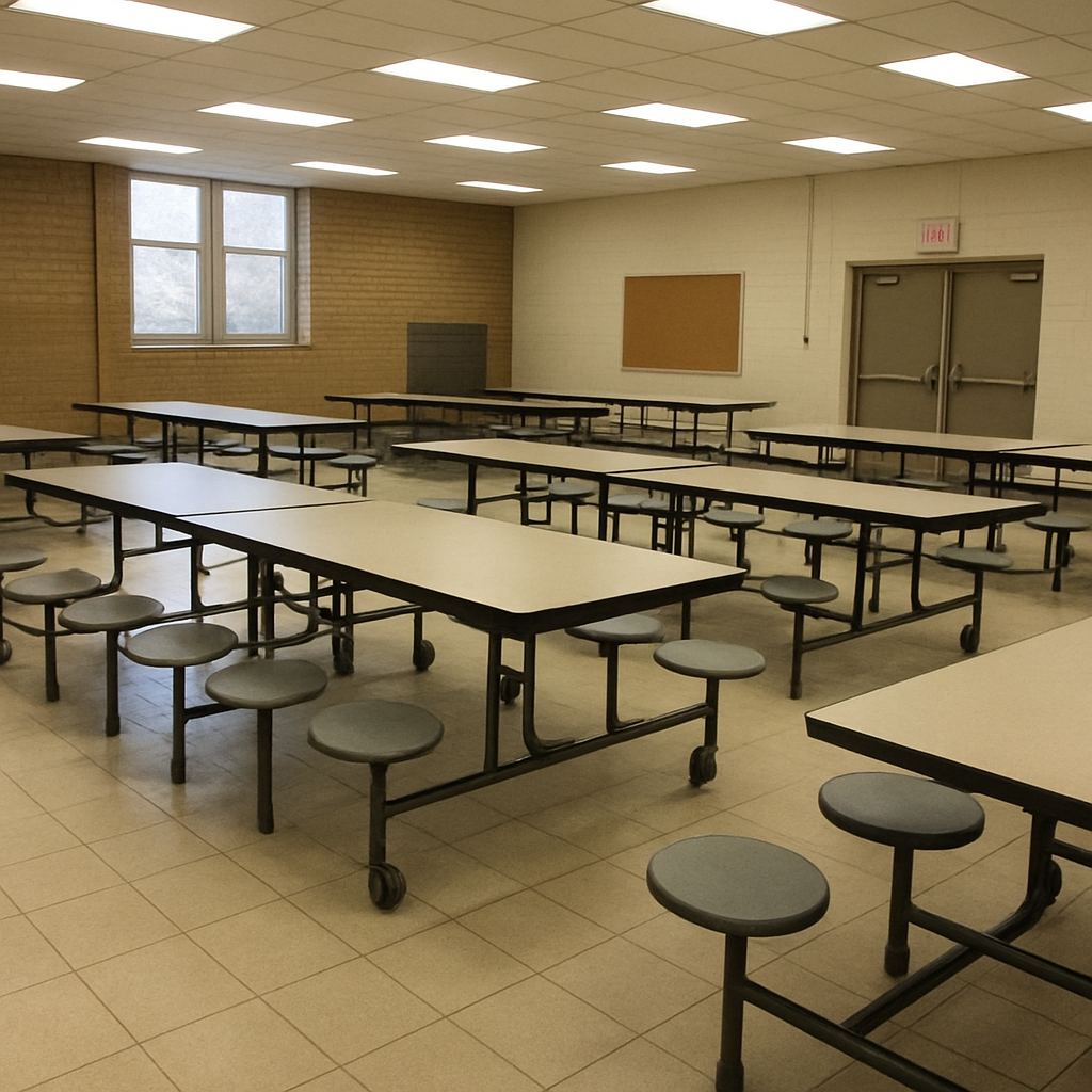 Selection of school cafeteria tables and chairs