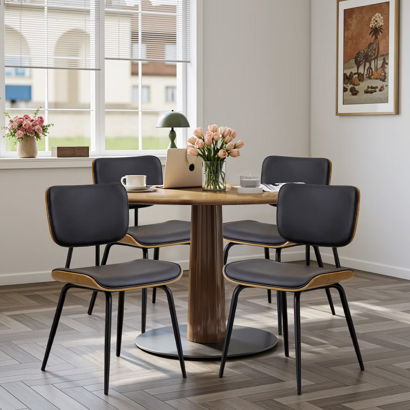 Upholstered Armless Side Chair with Metal Legs