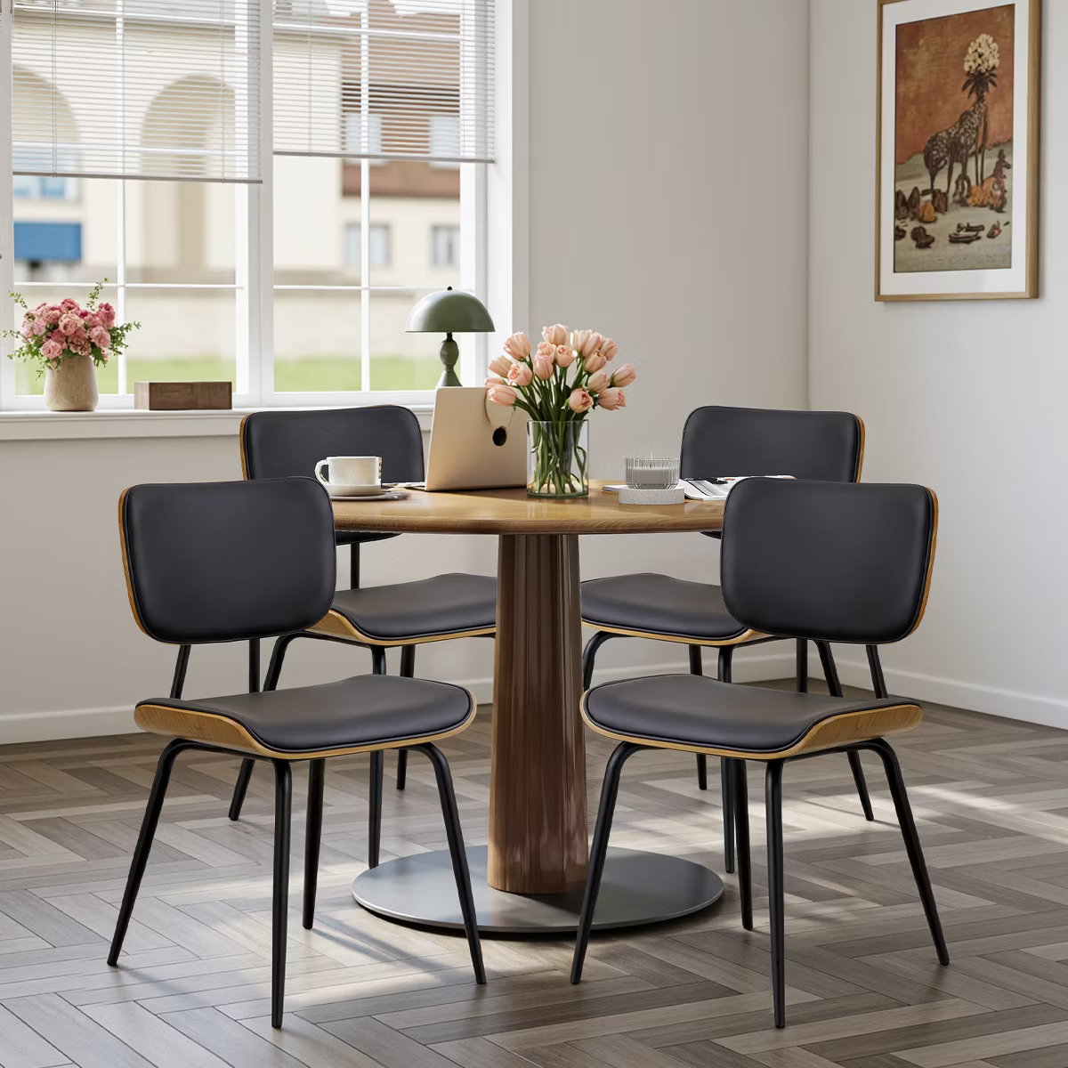 Upholstered Armless Side Chair with Metal Legs