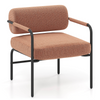 Modern Upholstered Accent Chair with Cylindrical Backrest & Metal Armrests