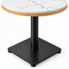Black powder-coated steel table pedestal with round center column and square base plate