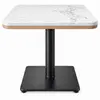 Black steel pedestal table base with square floor plate and powder-coated finish