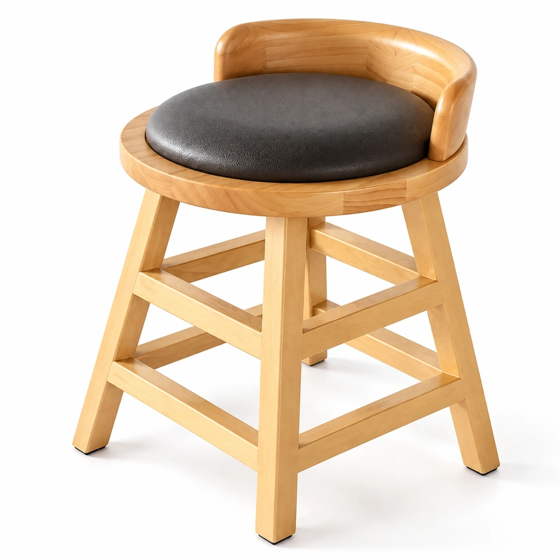 Restaurant stool base detail showing leg joints and horizontal support construction